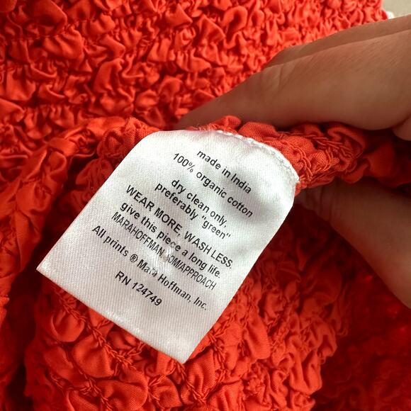 Mara Hoffman Kenza Ruffled Popcorn Smocked Mini Dress Poppy Red - Picture 4 of 5